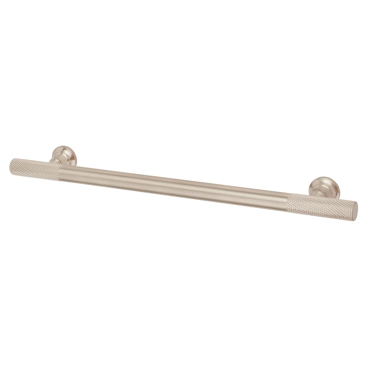 York 12mm Partially Knurled T-Bar Cabinet Pull Handle - 192mm Centres - Satin Nickel