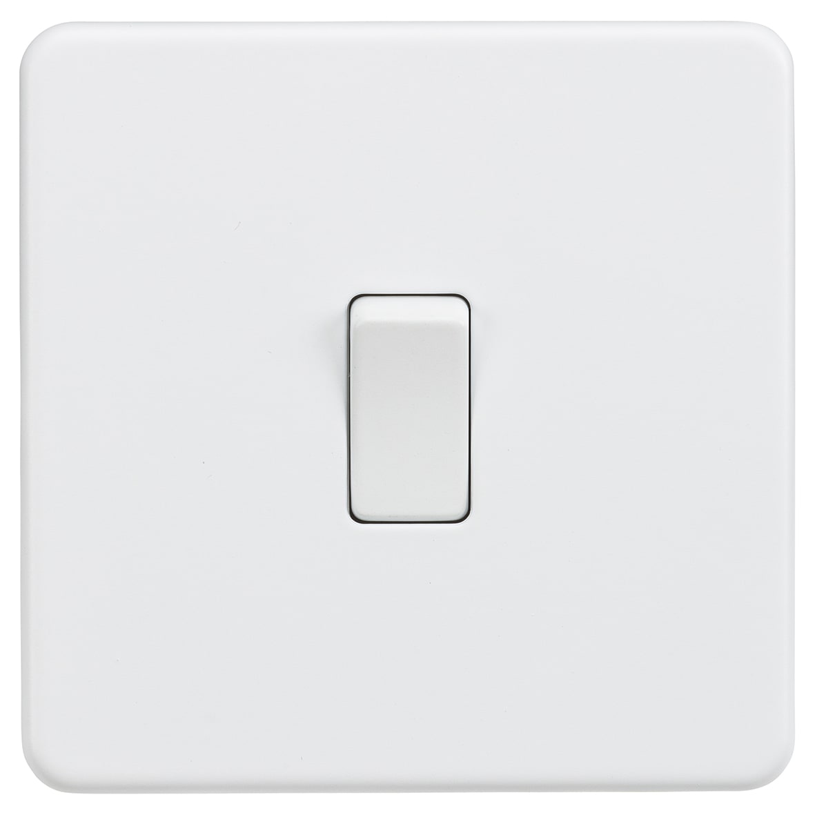 10AX 1 Gang Screwless Flat Plate Double Pole Light Switch - Matt White