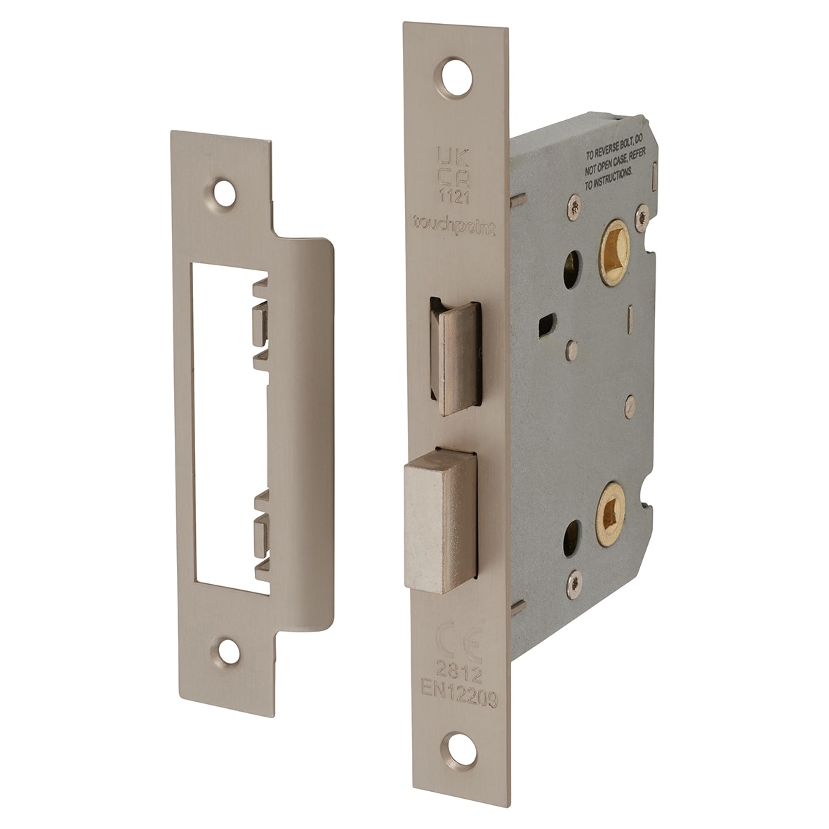 Contract Bolt Through Bathroom Lock - 76mm Case - 57mm Backset - Satin Nickel