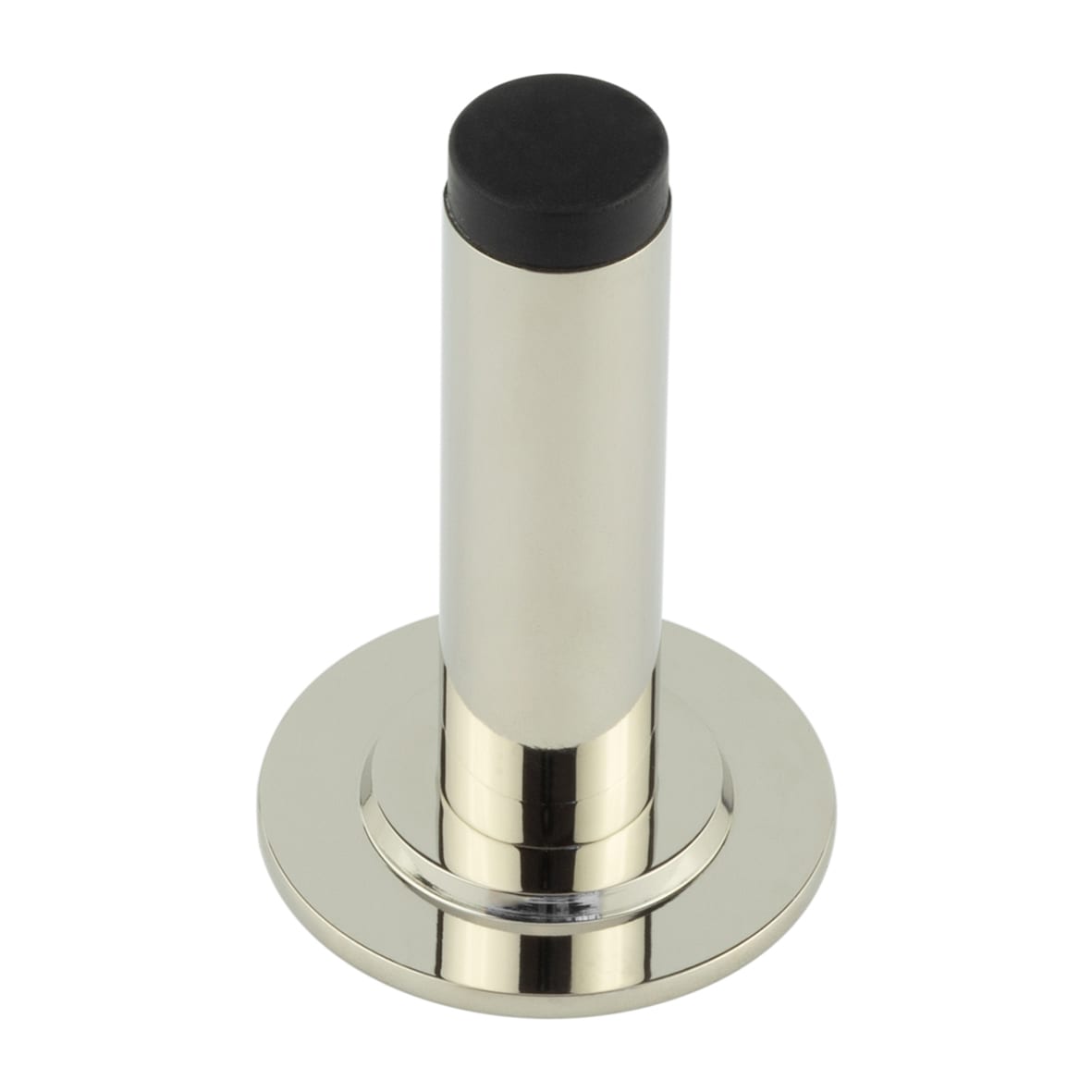 Plain Projection Door Stop on Stepped Rose - 76mm Projection - Polished Nickel