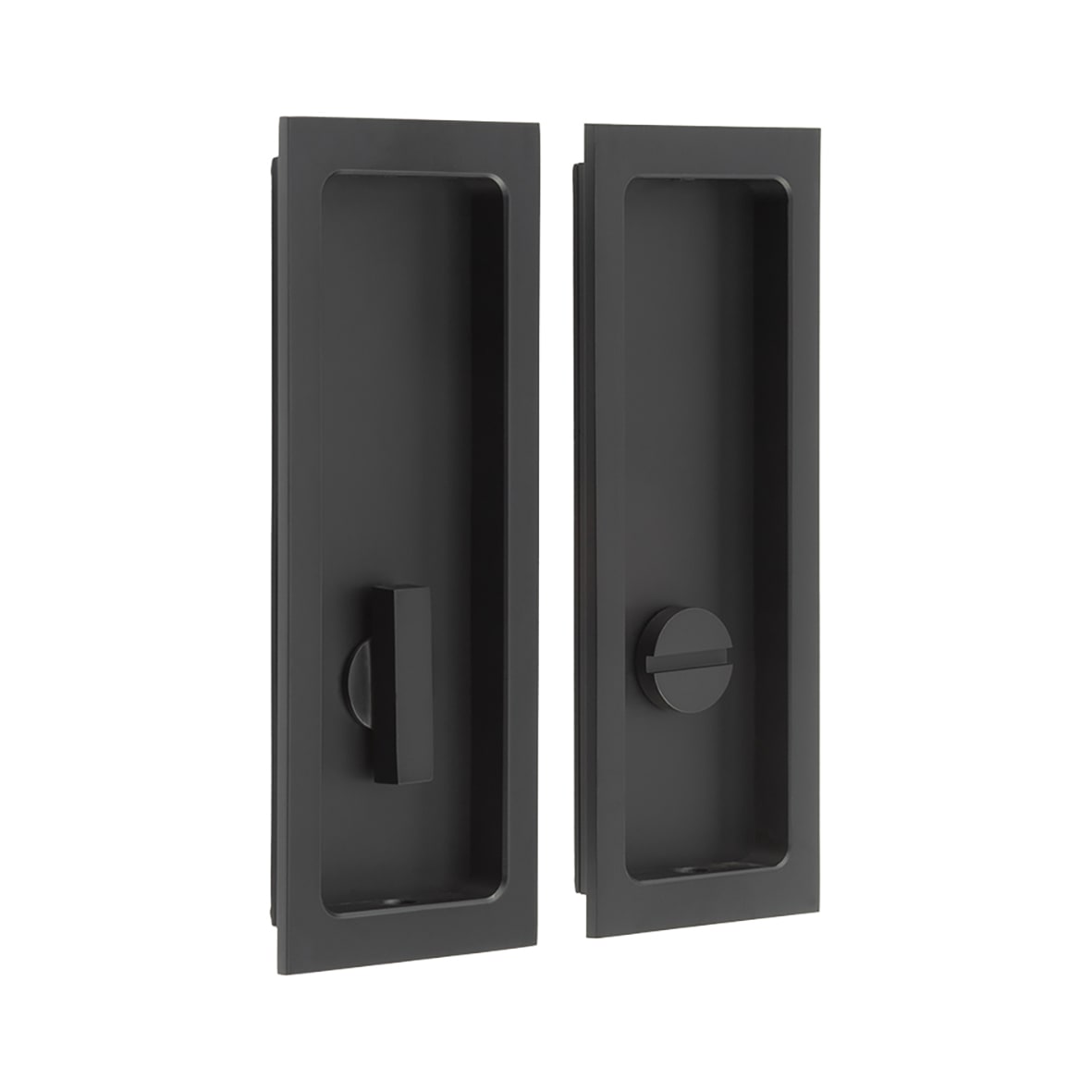 Rectangular Flush Privacy Handle Set - 150mm - Black