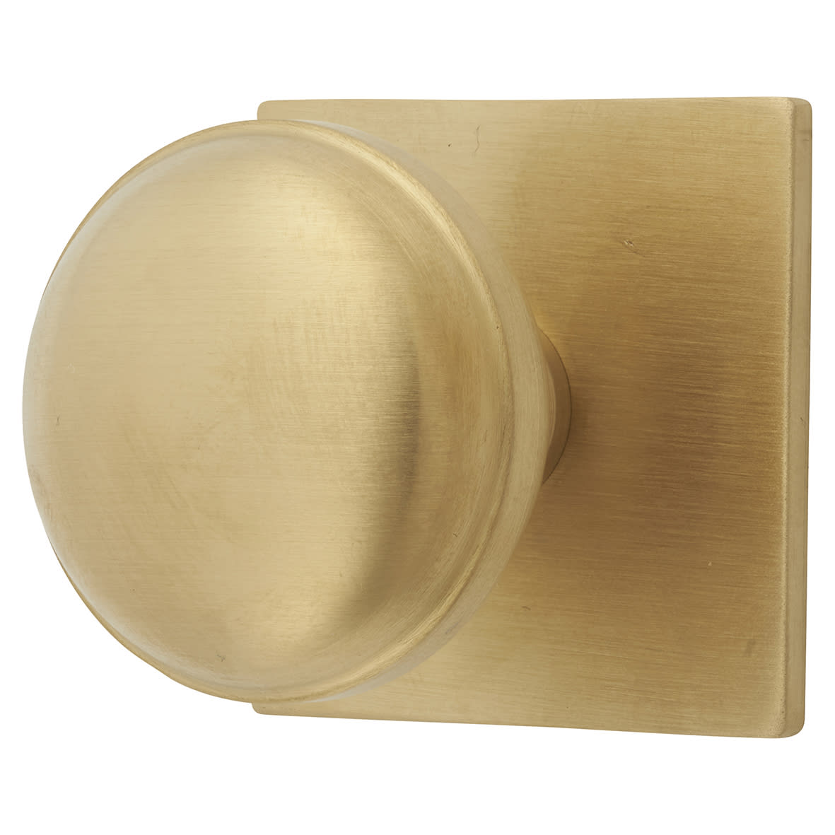 Quantock Cabinet Knob on Square Backplate - 34mm Diameter - PVD Satin Brass
