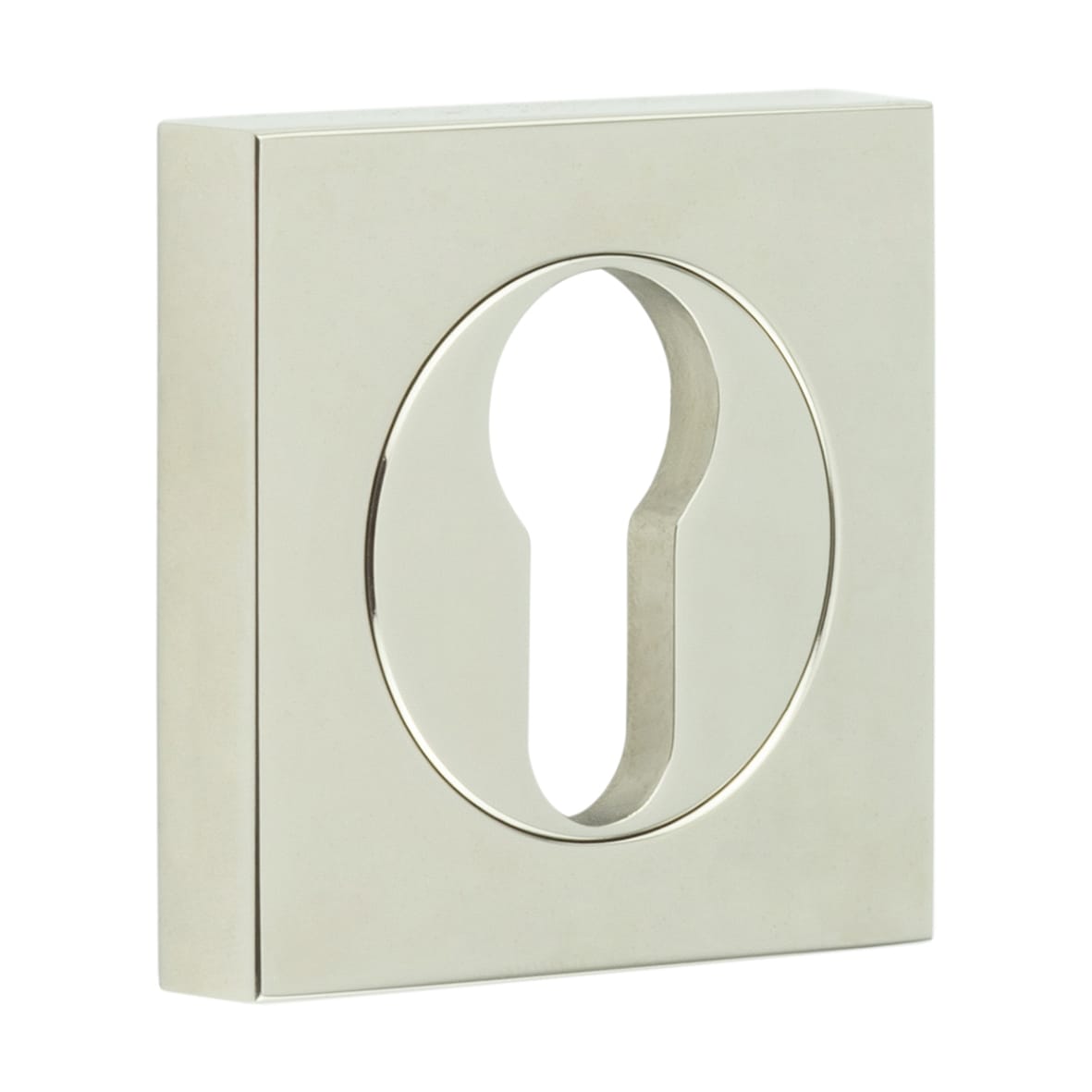 Square Escutcheon on Plain Rose - 52 x 52mm - Euro - Polished Nickel