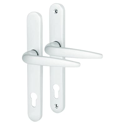 White uPVC Multipoint Door Handles - Long Plate - 92mm c/c - Sparta Range