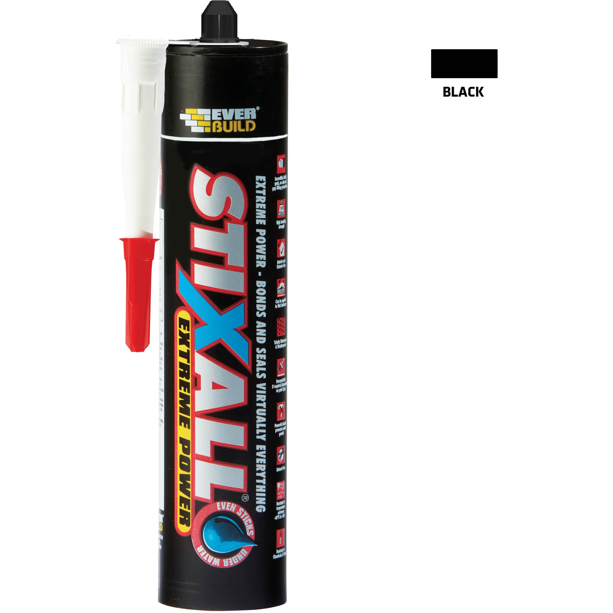 Stixall Extreme Power Multi-Purpose Building Sealant & Adhesive - 290ml - Black
