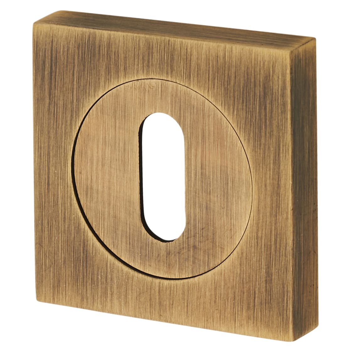 Brass Square Escutcheon - 50 x 50mm - Keyhole - Antique Brass