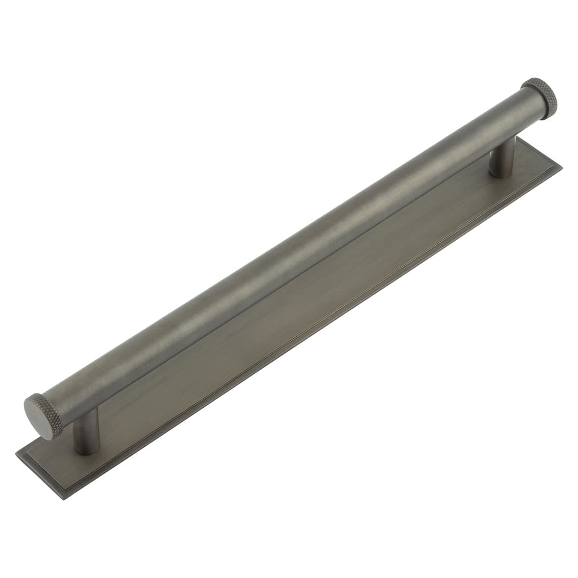 Wenlock 15mm Knurled T-Bar Cabinet Pull Handle on Stepped Backplate - 224mm c/c - Dark Bronze