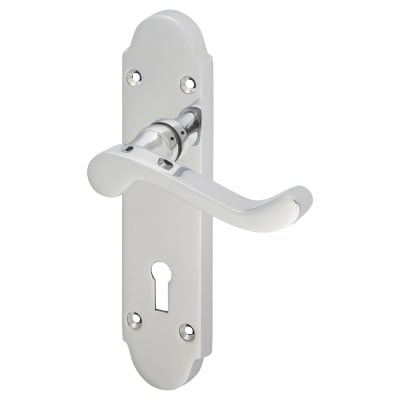 Polished Chrome Victorian Summer Scroll Keyhole Lock Door Handles - 168 x 40mm