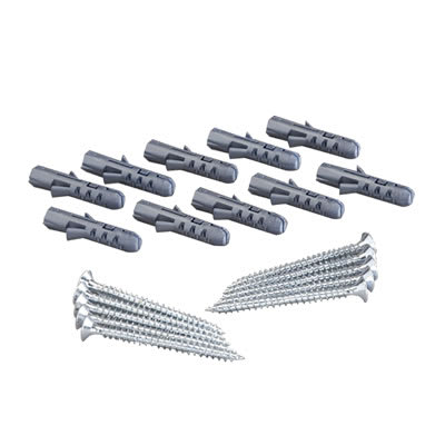 Twin Slot Shelving System - Fixings for Twin Slot Shelf Wall Uprights - Solid Wall - Pack of 10