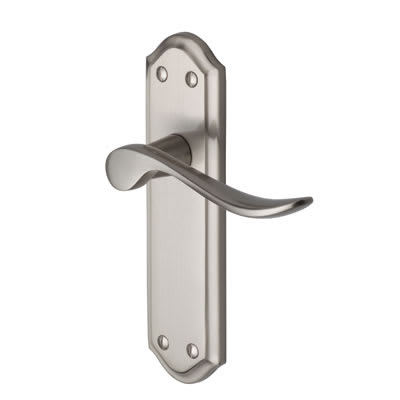 Marcus Satin Nickel Scroll Latch Door Handles - Sandown Range - 180 x 48mm