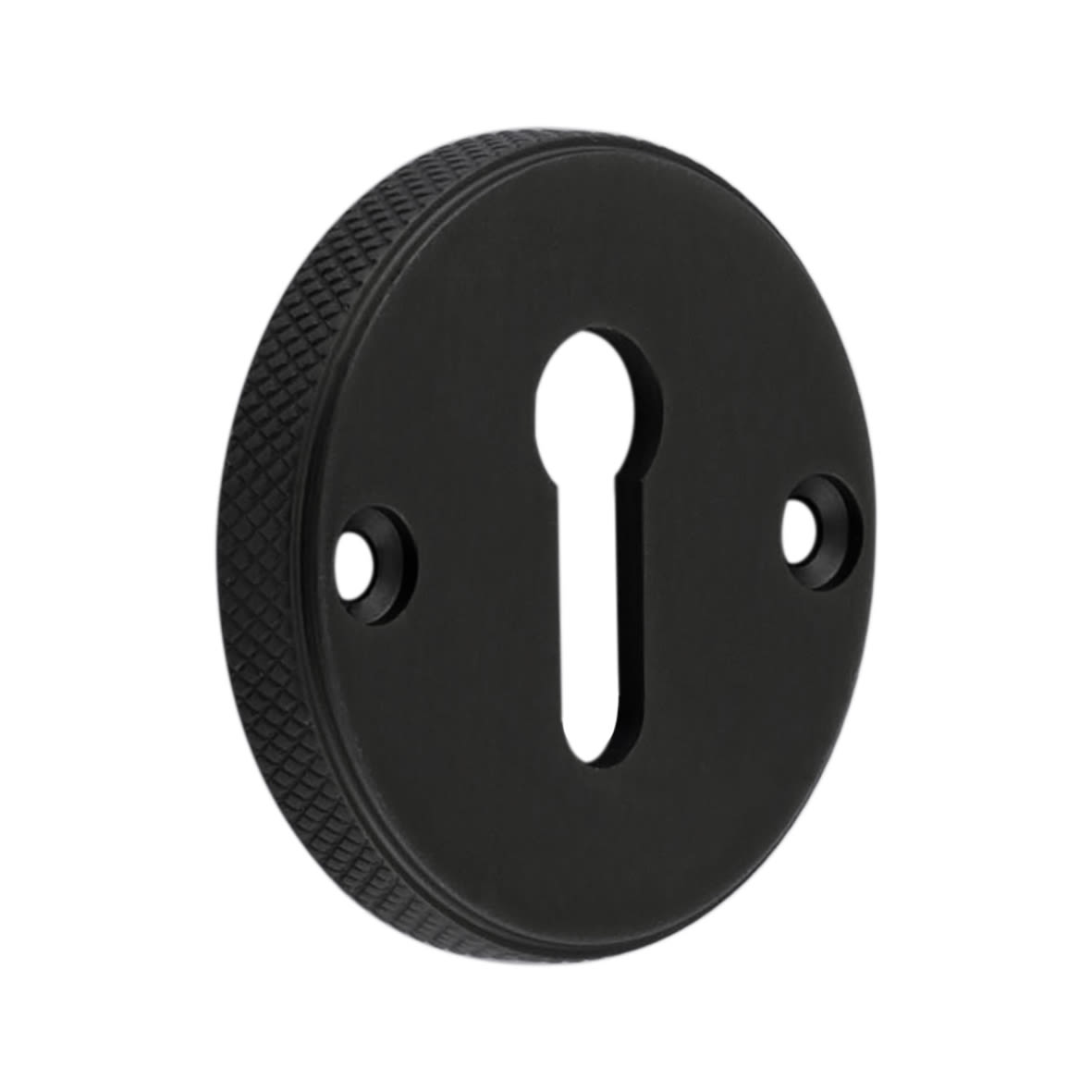 Westbourne Knurled Escutcheon - 40mm Diameter - Keyhole - Black