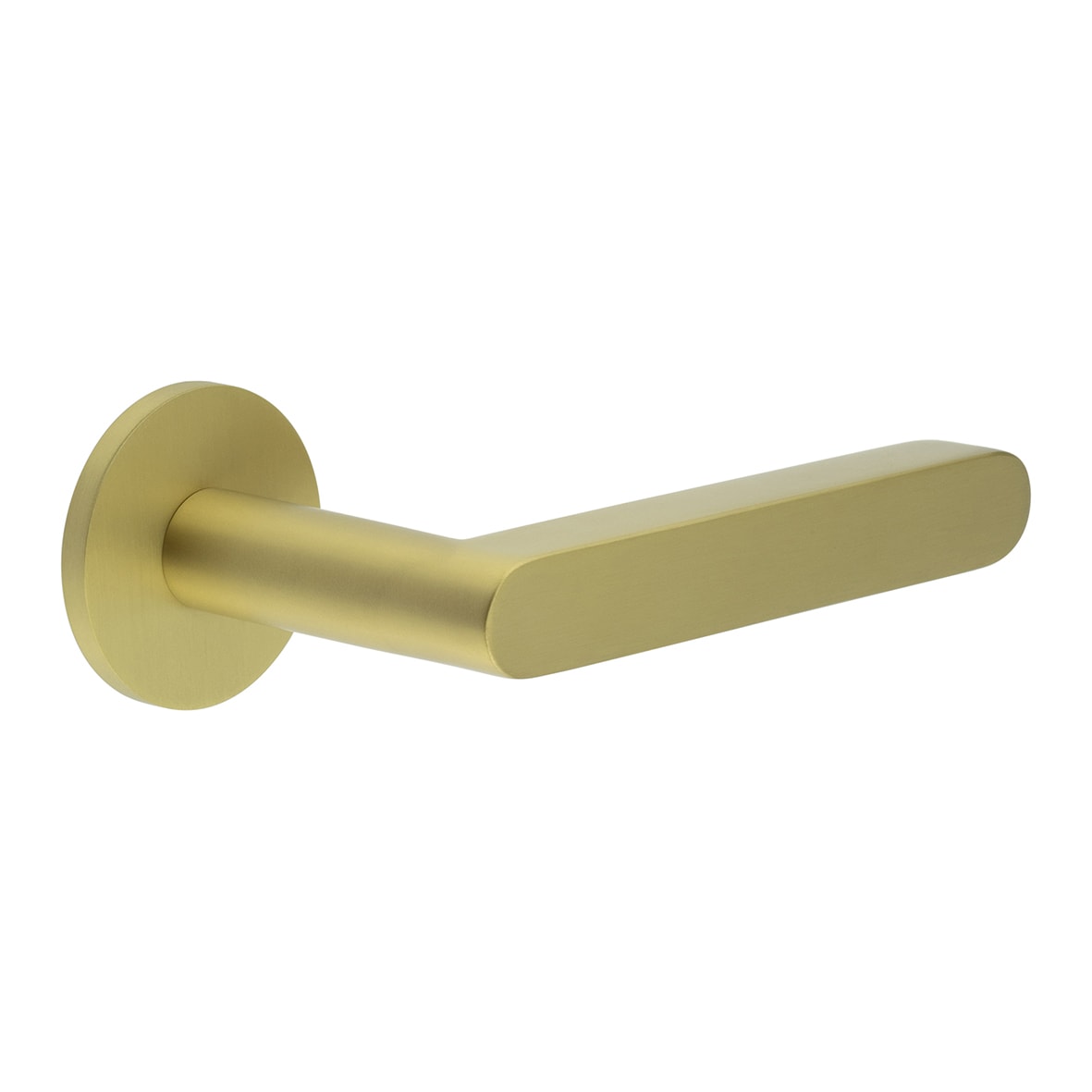 Satin Brass Fixed Dead Door Handles on Round Rose - CR-101 Range