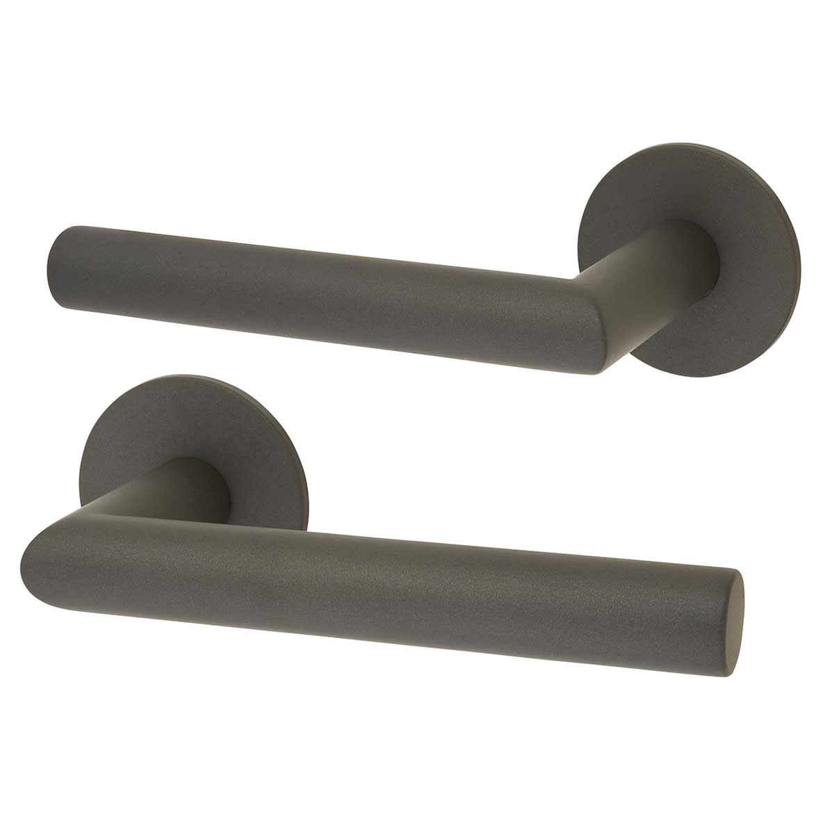 Graphite Grey Door Handles on Round Slim Rose - Schema Minim Range