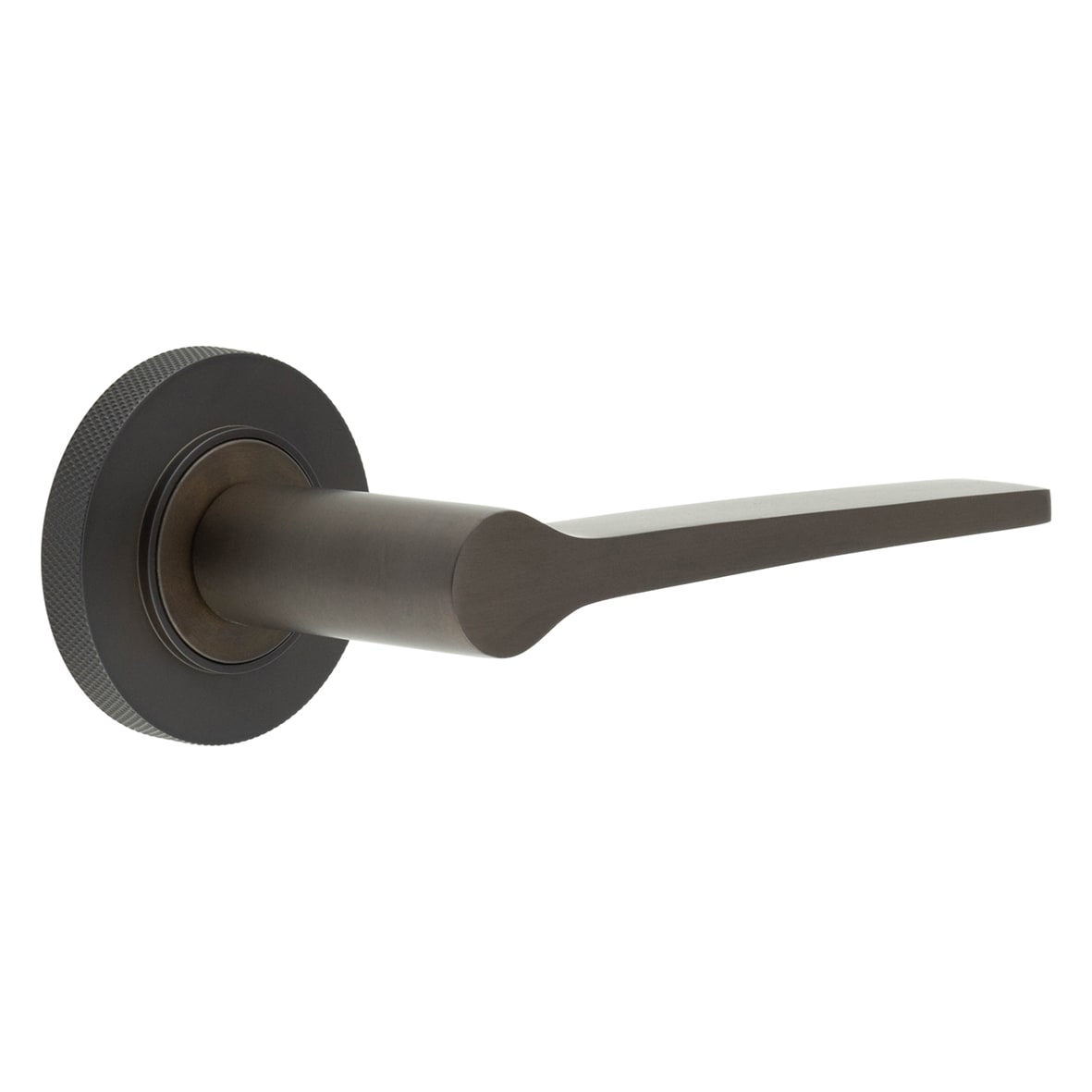 Dark Bronze Fire Rated Door Handles on Round Knurled Rose - Knightsbridge Range