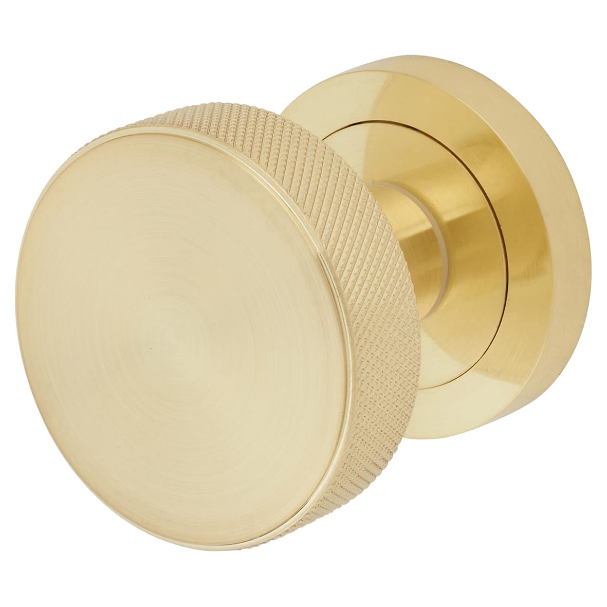 Satin Brass Knurled Mortice Door Knob - 52mm Rose Diameter - Satin Brass - Riley Range