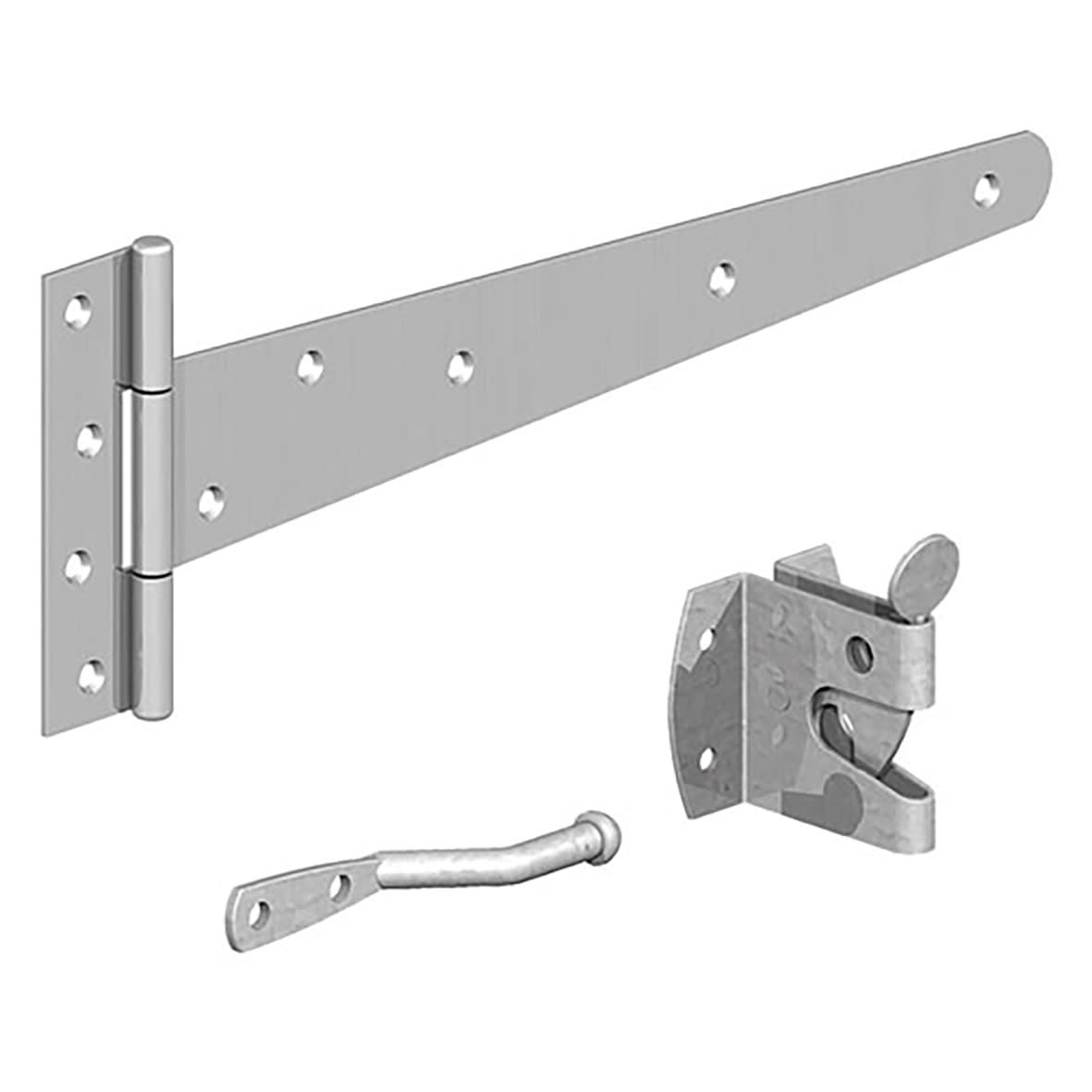 Medium Duty Pedestrian Gate Kit with Auto Gate Catch - 350mm - Bright Zinc Plated