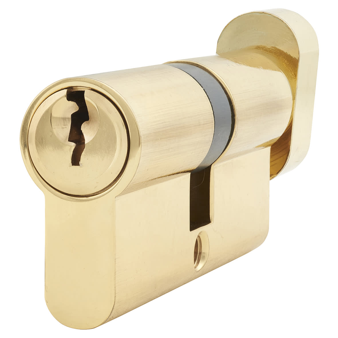 5 Pin 70mm Euro Thumbturn Cylinder - 35mm Turn + 35mm - Polished Brass - Keyed To Differ