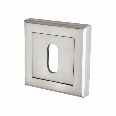 Square Escutcheon - 52 x 52mm - Keyhole - Satin Chrome