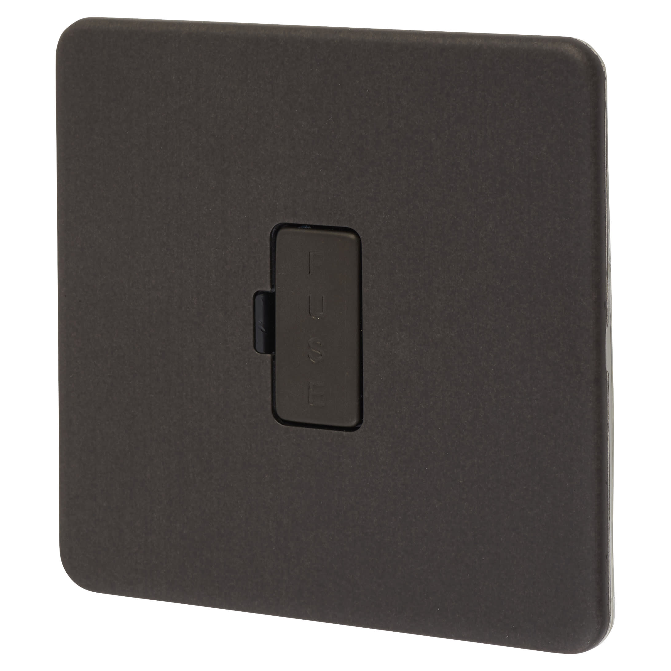 13A 1 Gang Screwless Flat Plate Unswitched Fused Spur - Smoked Bronze