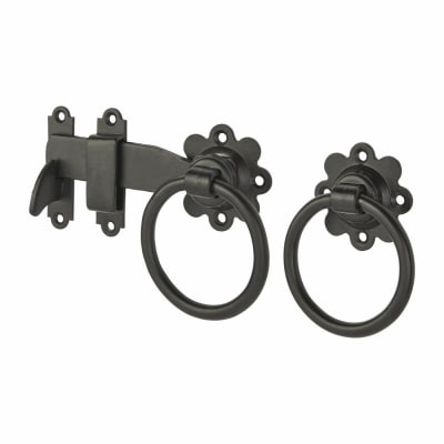Heavy Duty Ring Gate Latch - 150mm Throw - Black Galvanised
