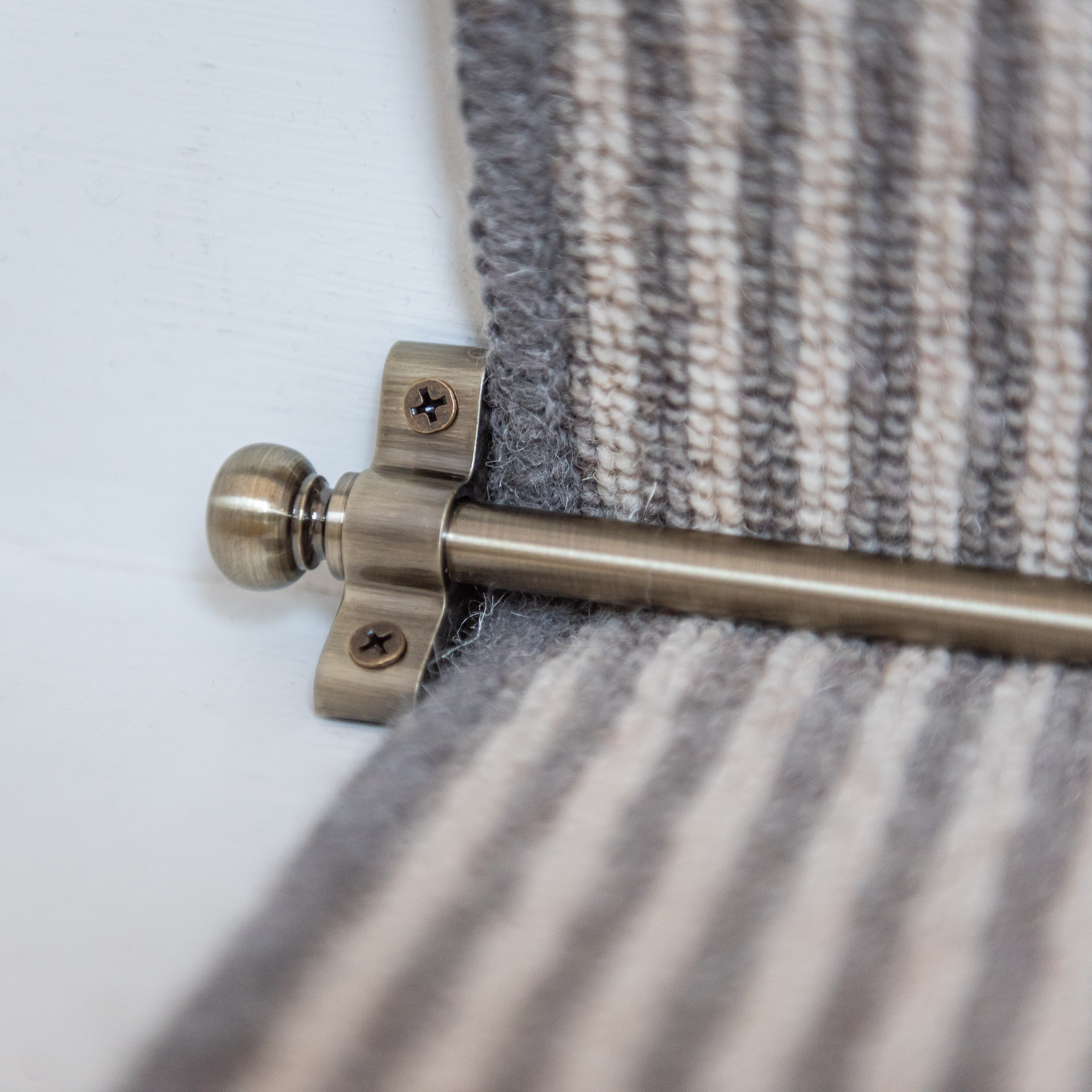 Stair Rod with Round Bulb Finials - 900mm Length - Antique Brass
