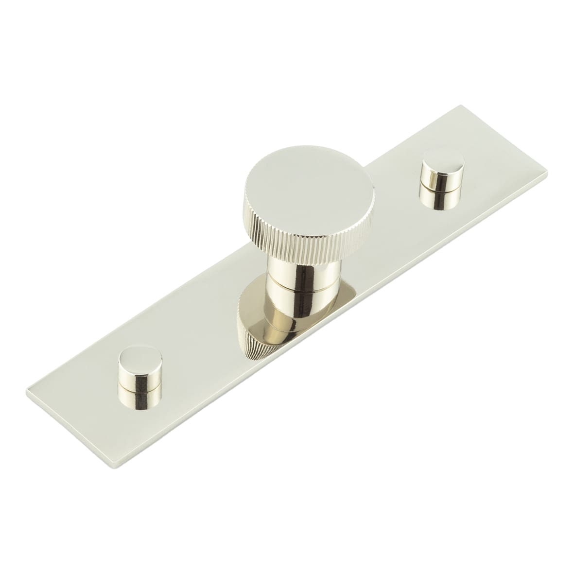 Thaxted Lines Round Cabinet Knob on Plain Backplate - 30mm Diameter - Polished Nickel