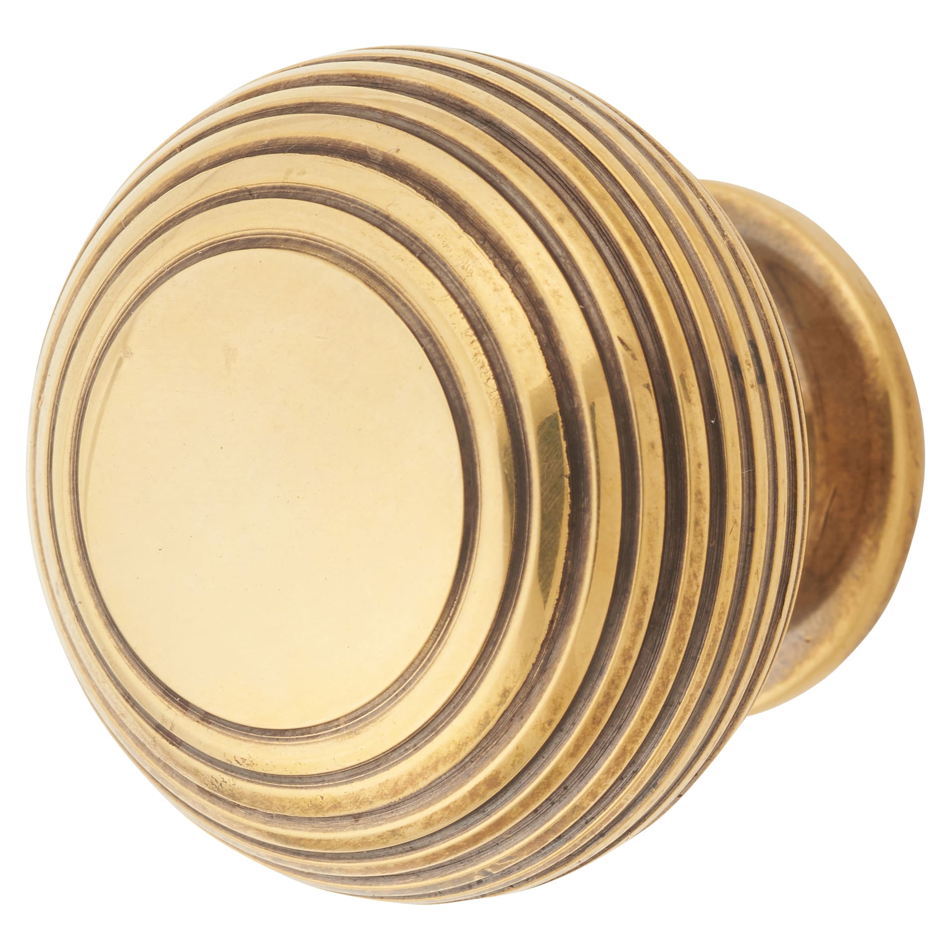 Beehive Round Cabinet Knob - 40mm Diameter - Antique Brass