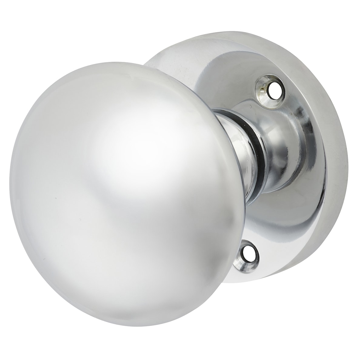 Polished Chrome Round Mortice Door Knob - 60mm Rose Diameter