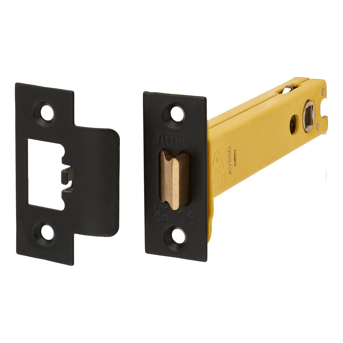 Heavy Duty Bolt Through Tubular Latch - 128mm Case - 107mm Backset - Square - Matt Black