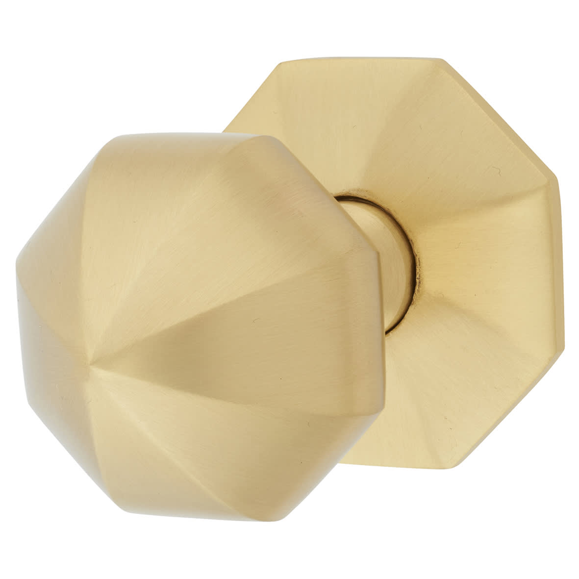 Marcus Satin Brass Octagonal Centre Door Knob - 66mm Rose Diameter