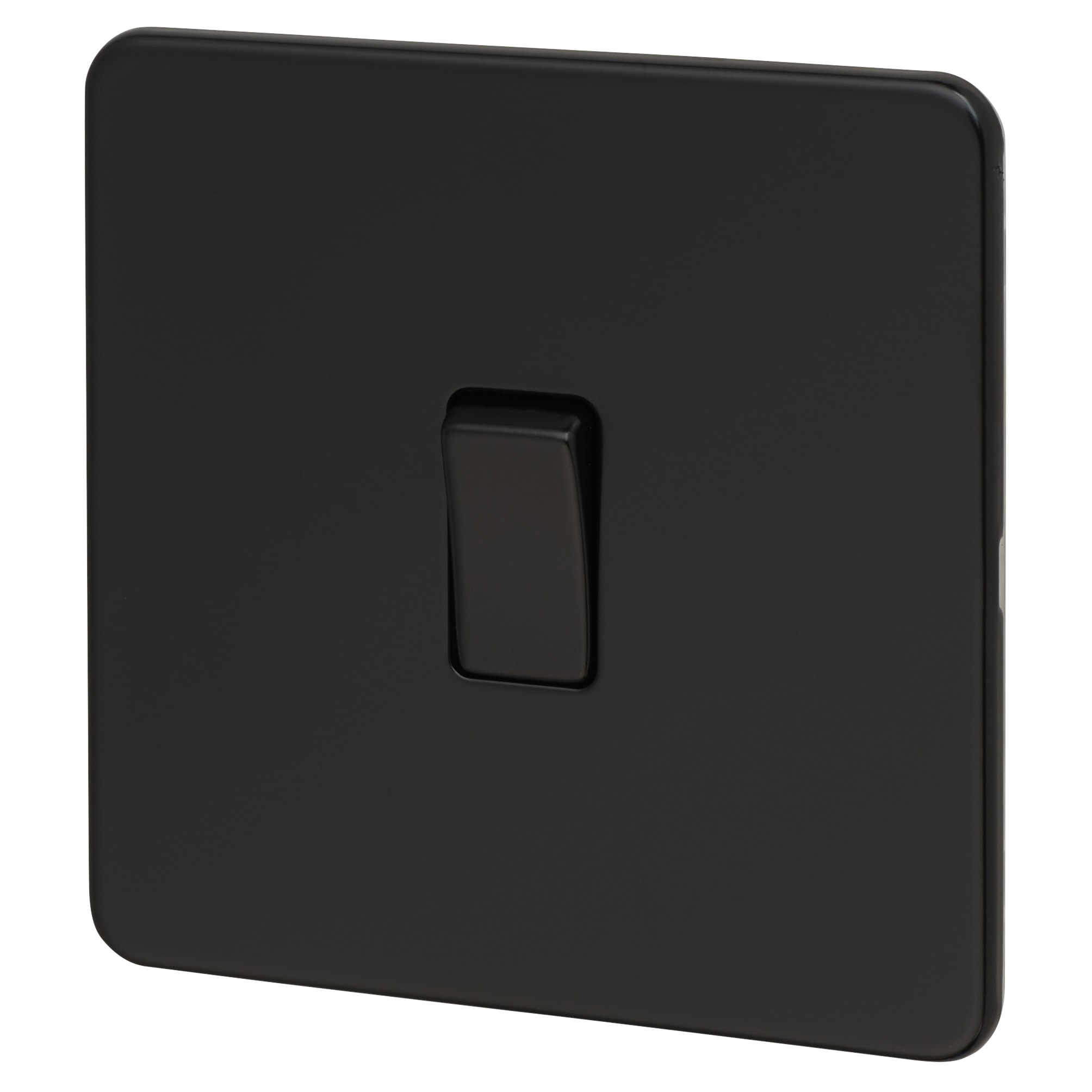10AX 1 Gang Intermediate Screwless Flat Plate Light Switch - Matt Black