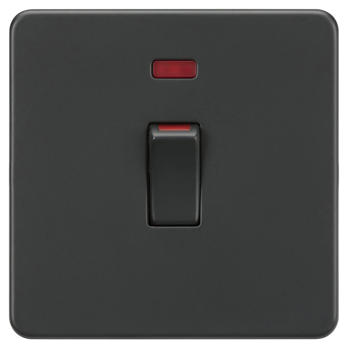 45A 1 Gang Screwless Double Pole Cooker Switch with Neon - Anthracite Grey
