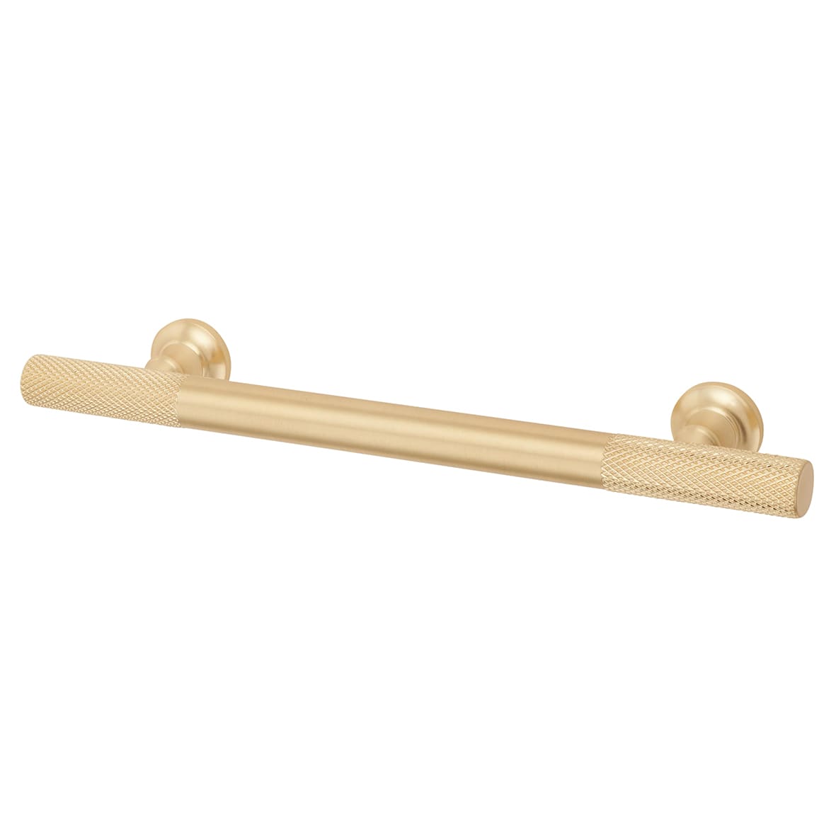 York 12mm Partially Knurled T-Bar Cabinet Pull Handle - 128mm Centres - Satin Brass