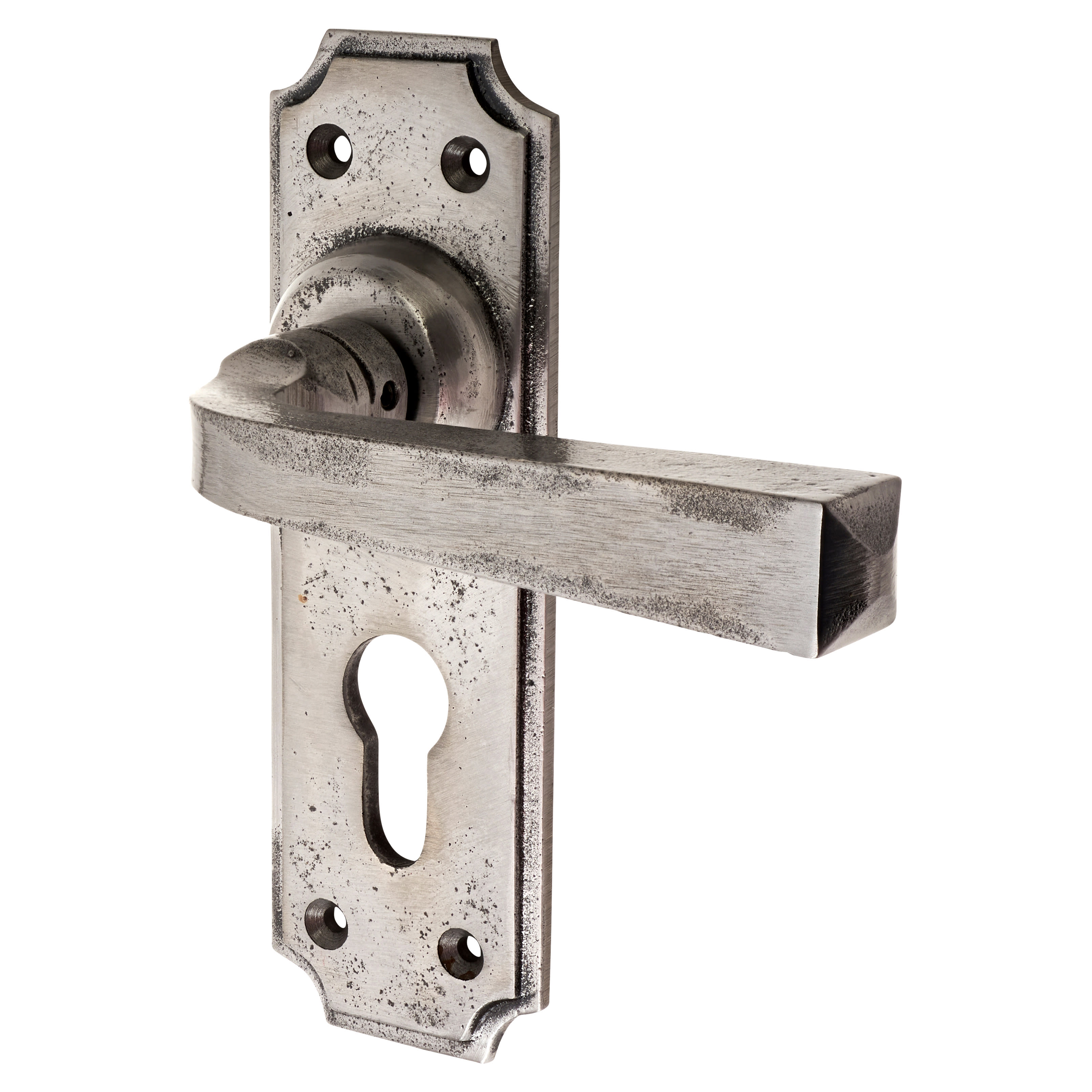 Polished Iron Euro Lock Door Handles - York Range - 152 x 48mm