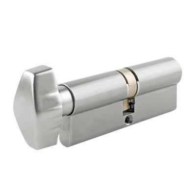 J2X28 Pattern 5 Pin 64mm Euro Thumbturn Cylinder - 32mm Turn + 32mm - Satin Chrome