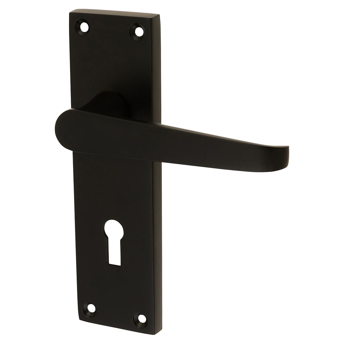 Matt Black Budget Straight Keyhole Lock Door Handles - Mia Range - 153 x 42mm