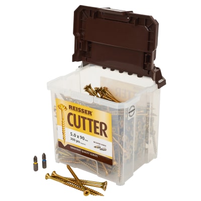 Cutter Pozi Countersunk Wood Screws Tub - 5.0 x 90mm - Yellow Zinc - Pack of 300