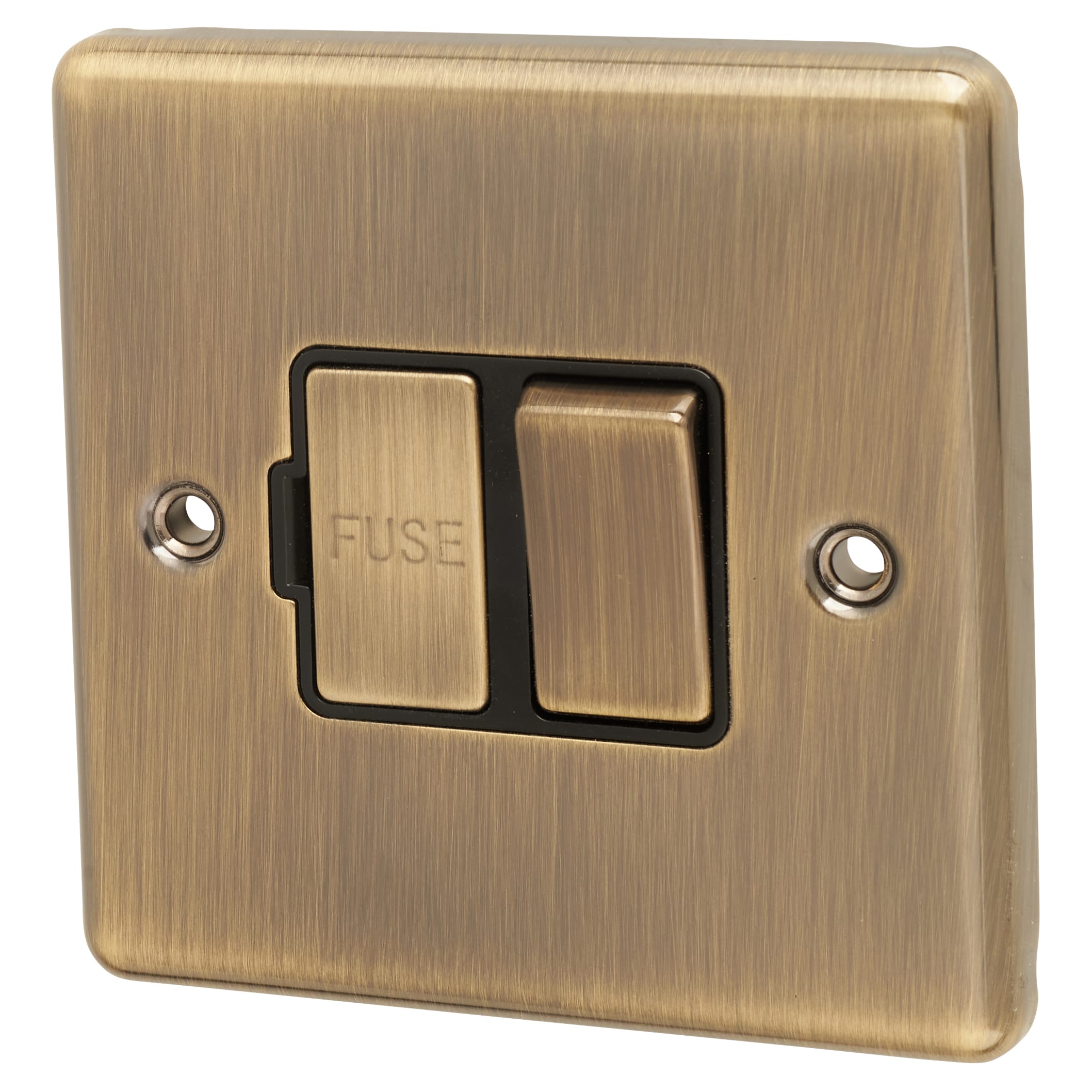 Enhance Decorative 13A 1 Gang DP Switched Fused Spur - Antique Brass with Black Inserts