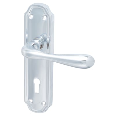 Polished Chrome Keyhole Lock Door Handles - Genoa Range - 168 x 45mm