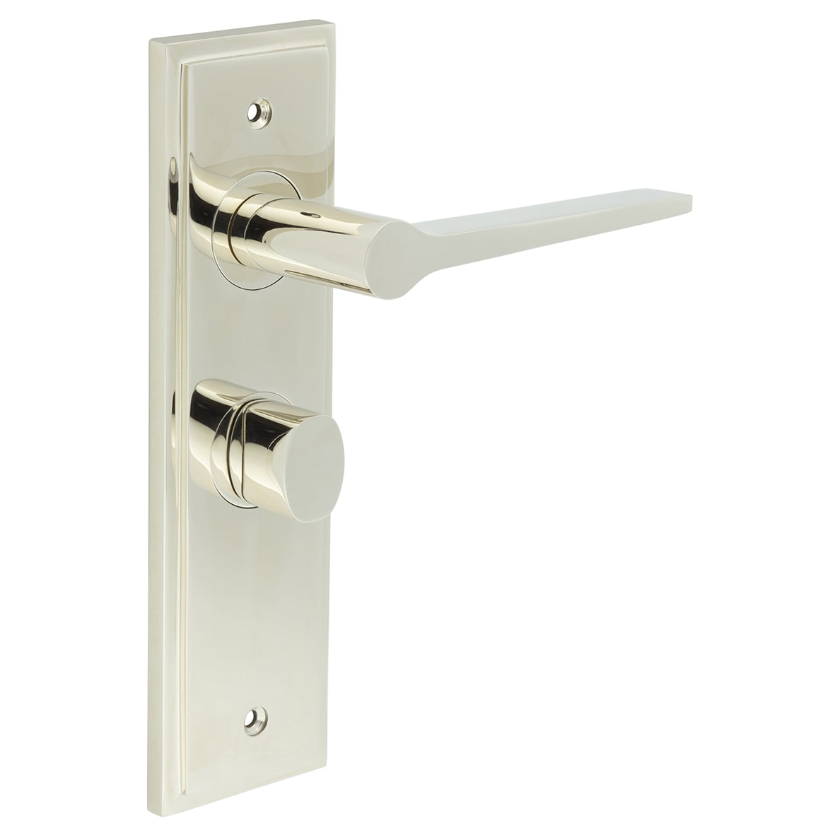 Polished Nickel Fire Rated Bathroom Door Handles - Knightsbridge - Inner 2 - 200 x 55mm