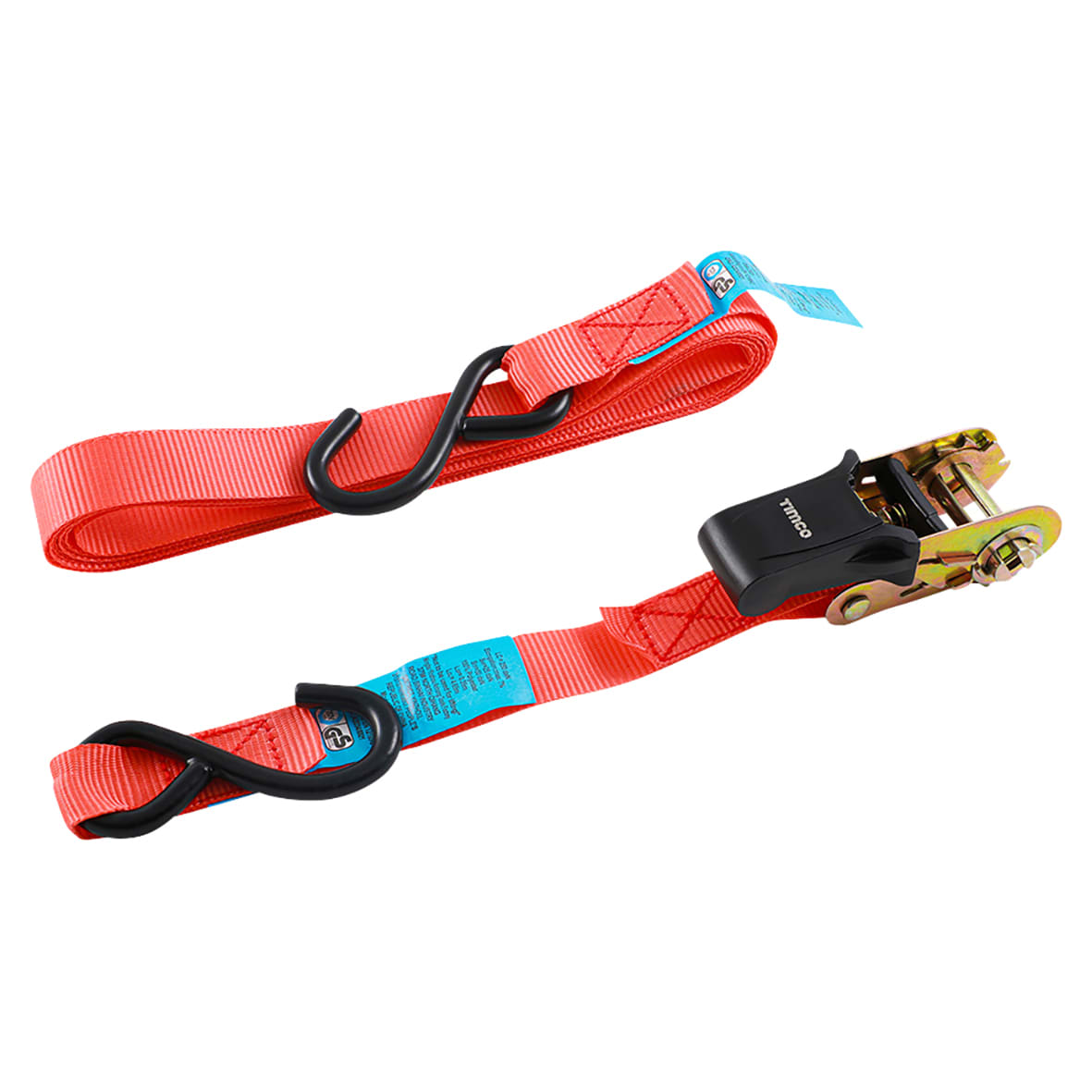 S Hook Ratchet Straps - Standard Duty - 5m x 25mm - Pack of 4