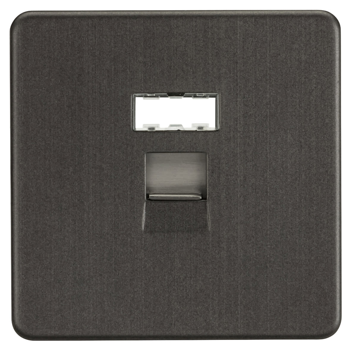 1 Gang Screwless Flat Plate Data Socket - Smoked Bronze