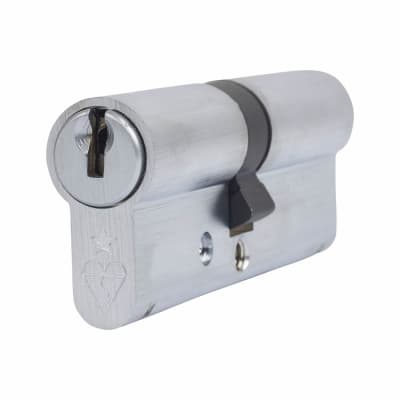 1 Star 6 Pin Kitemarked 85mm Euro Double Cylinder - 40 + 45mm - Satin Chrome - Keyed to Differ