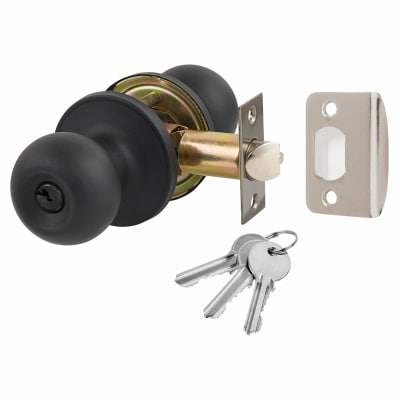 Matt Black Bala Hotel Entrance Mortice Door Knobset - 65mm Rose Diameter