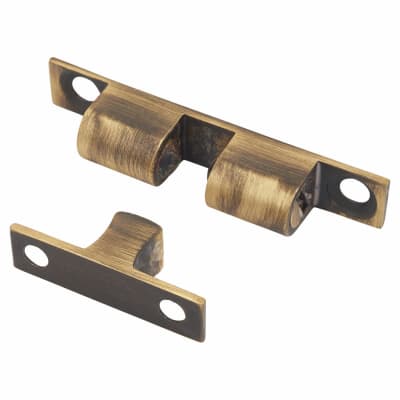 Veel-2 Double Ball Roller Catch - 43 x 8 x 11mm - Antique Brass - Pack of 5