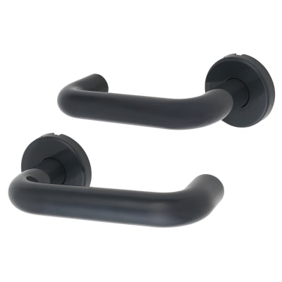 Anthracite Grey Nylon Steel Core Safety Door Handle on Rose - Paris Range