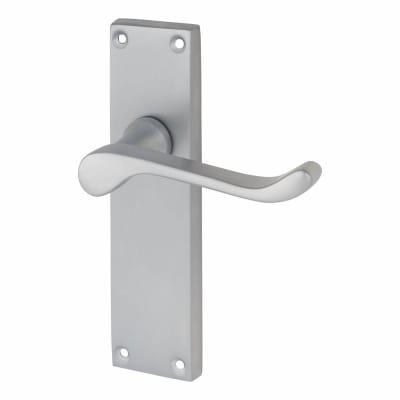 Satin Chrome Victorian Scroll Latch Door Handles - 155 x 42mm