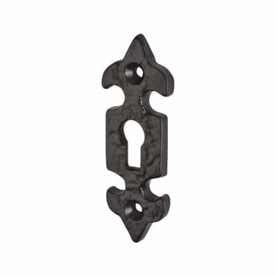 Fleur de Lys Escutcheon - 75 x 23mm - Keyhole - Antique Black Iron