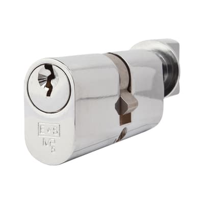5 Pin 70mm Oval Thumbturn Cylinder - 35mm Turn + 35mm - Polished Chrome - Keyed Alike