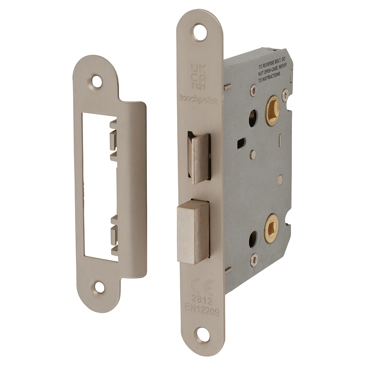 Contract Bolt Through Bathroom Lock - 76mm Case - 57mm Backset - Radius - Satin Nickel